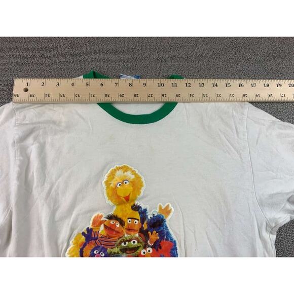 VTG Sesame Street Medium White Green Ringer Graphic T Shirt USA Made - Picture 7 of 10